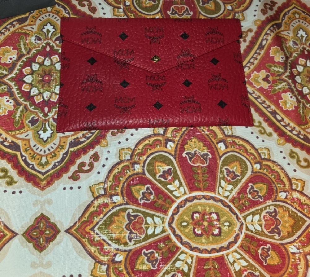 MCM Red Logo Envelope Pouch
